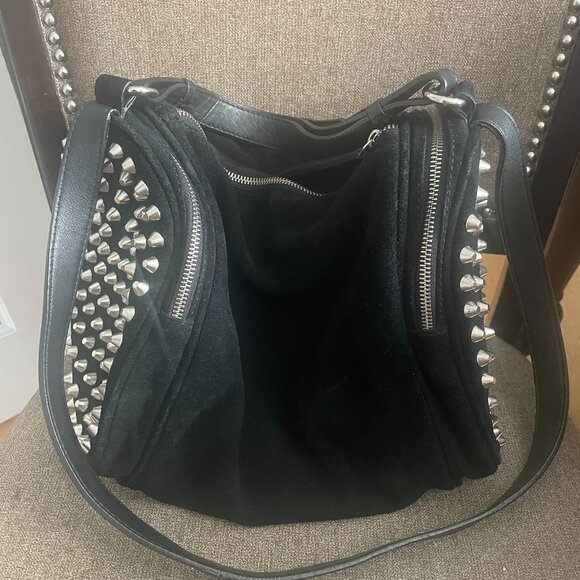 Zara Handbags - Zara black suede bag purse with studs